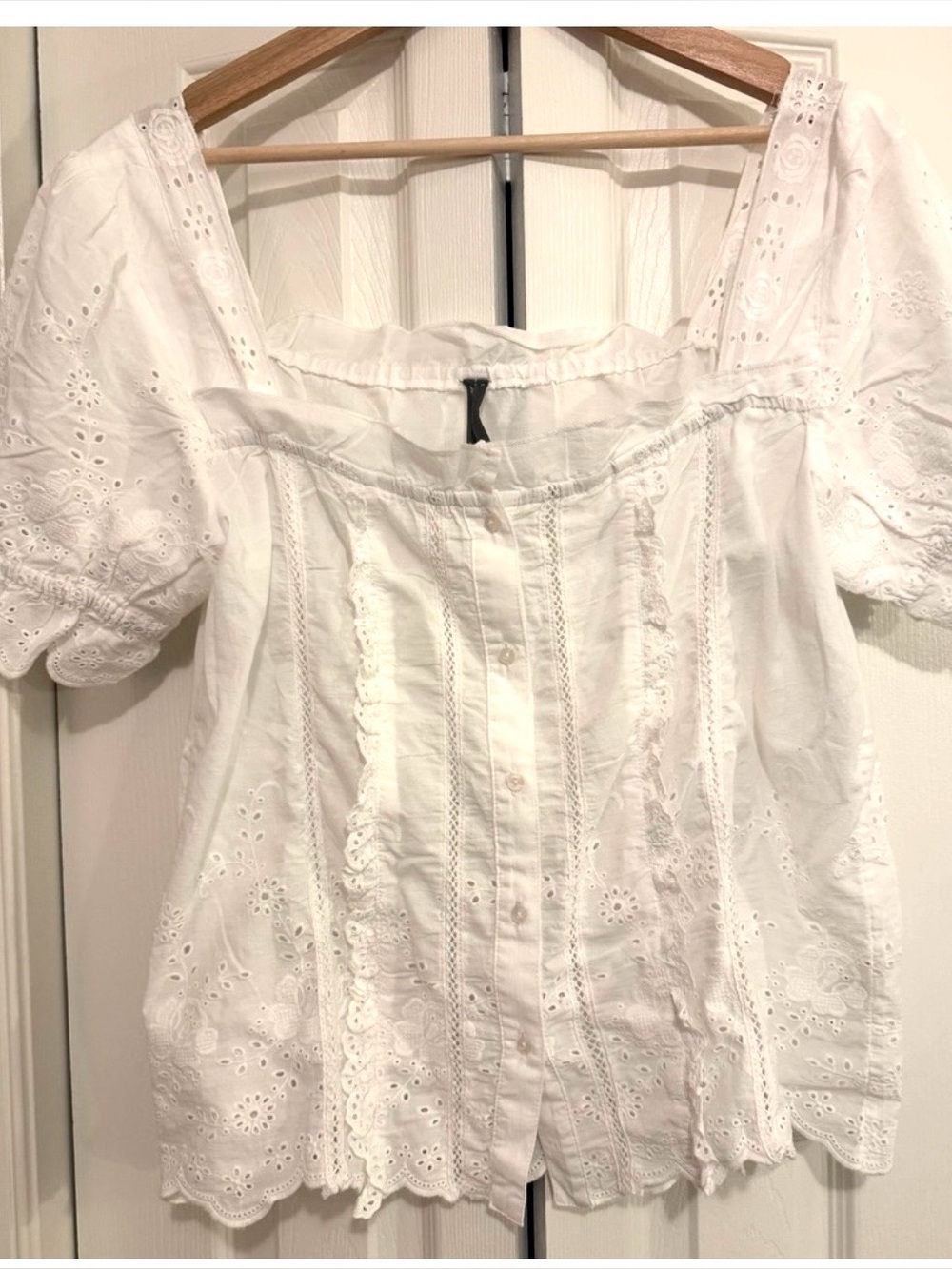 Anthropologie White Eyelet Blouse